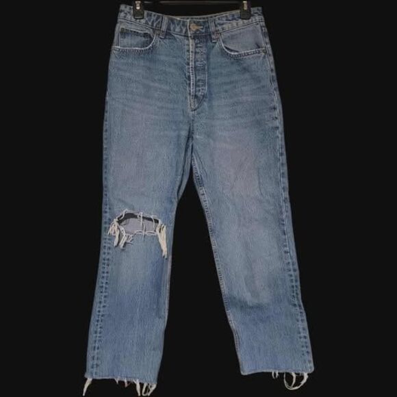 Zara Straight Jeans Womens Size 6 Raw Hem - Picture 1 of 4